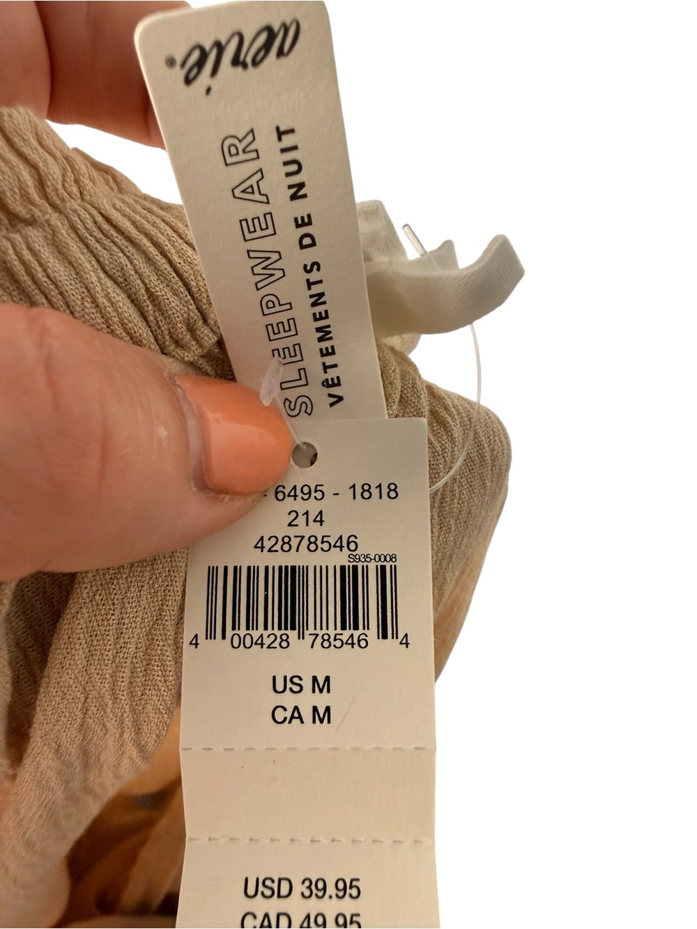 aerie | Tan Crochet-Trim High-Waist Drawstring Shorts | Sz M - Picture 5 of 7